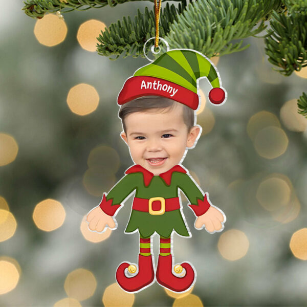 Elf Kids Christmas Photo - Personalized Custom Photo Acrylic Ornament - Christmas Gift For Baby, Kids, Family Members - Image 2