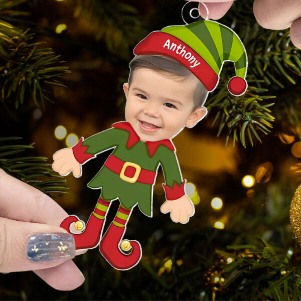 Elf Kids Christmas Photo - Personalized Custom Photo Acrylic Ornament - Christmas Gift For Baby, Kids, Family Members - Image 6