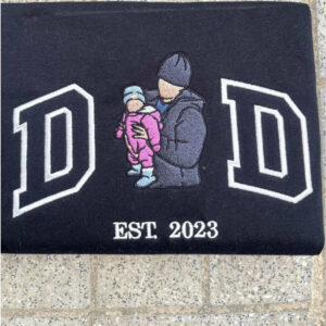 Embroidered Dad T-shirt, Embroidery Photo, Custom Embroidered Shirt, Custom Photo Shirt, Custom Picture, Fathers Day Shirt Vr2