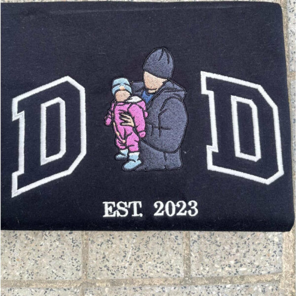 Embroidered Dad T-shirt, Embroidery Photo, Custom Embroidered Shirt, Custom Photo Shirt, Custom Picture, Fathers Day Shirt Vr3 - Image 2