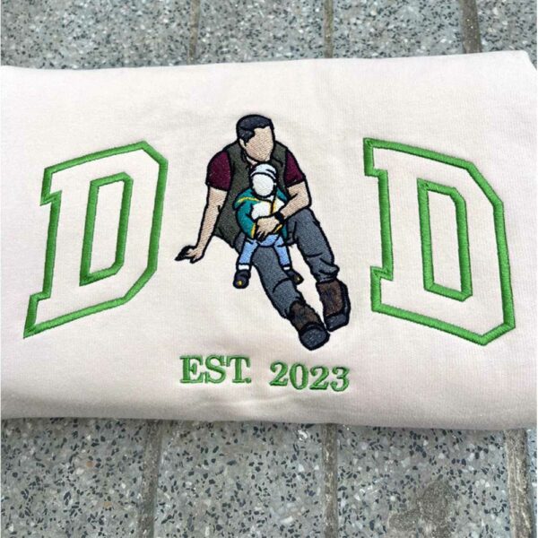 Embroidered Dad T-shirt, Embroidery Photo, Custom Embroidered Shirt, Custom Photo Shirt, Custom Picture, Fathers Day Shirt Vr3 - Image 10