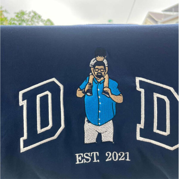 Embroidered Dad T-shirt, Embroidery Photo, Custom Embroidered Shirt, Custom Photo Shirt, Custom Picture, Fathers Day Shirt Vr3 - Image 7
