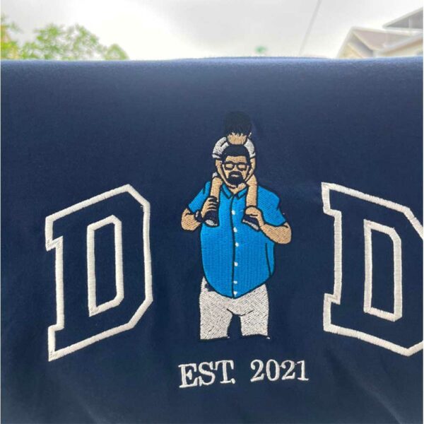 Embroidered Dad T-shirt, Embroidery Photo, Custom Embroidered Shirt, Custom Photo Shirt, Custom Picture, Fathers Day Shirt Vr3 - Image 9