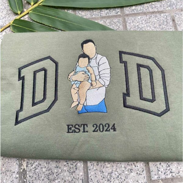 Embroidered Dad T-shirt, Embroidery Photo, Custom Embroidered Shirt, Custom Photo Shirt, Custom Picture, Fathers Day Shirt Vr3