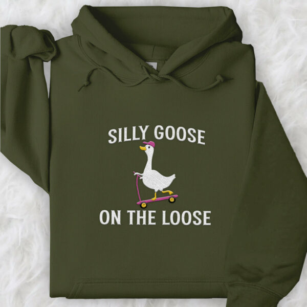 Embroidered Shirt Silly Goose On the Loose T-Shirt Embroidered Goose Crewneck Shirt Silly Goose Shirt Funny Shirt Gift - Image 5