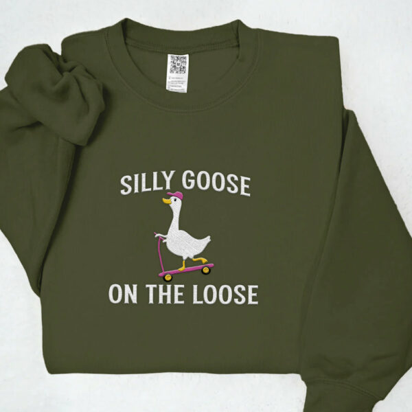 Embroidered Shirt Silly Goose On the Loose T-Shirt Embroidered Goose Crewneck Shirt Silly Goose Shirt Funny Shirt Gift - Image 9