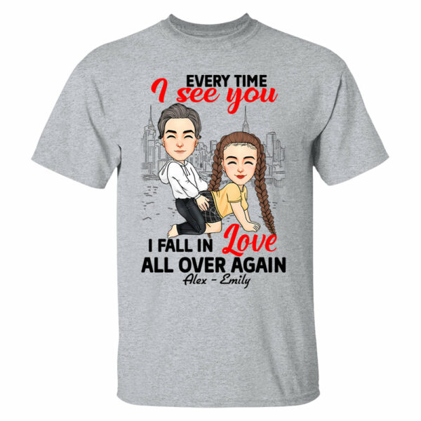 Every Time I See You I Fall In Love All Over Again - Personalized Shirt For Couple - Image 3