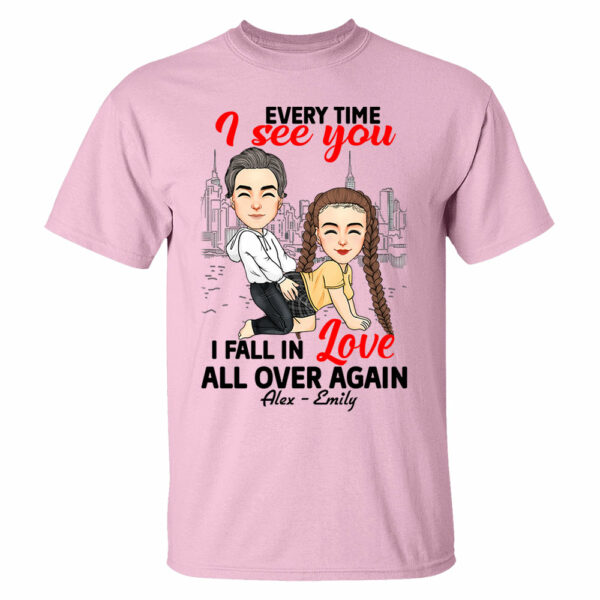 Every Time I See You I Fall In Love All Over Again - Personalized Shirt For Couple - Image 5
