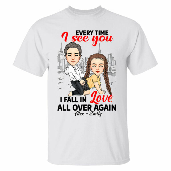 Every Time I See You I Fall In Love All Over Again - Personalized Shirt For Couple - Image 2