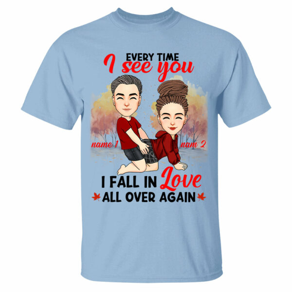 Everytime I See You I Fall In Love All Over Again - Personalized Shirt For Couple - Image 5