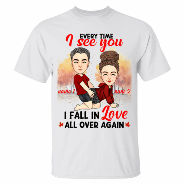 Everytime I See You I Fall In Love All Over Again - Personalized Shirt For Couple - Image 2
