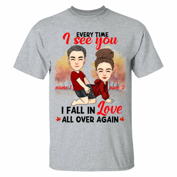 Everytime I See You I Fall In Love All Over Again - Personalized Shirt For Couple - Image 3