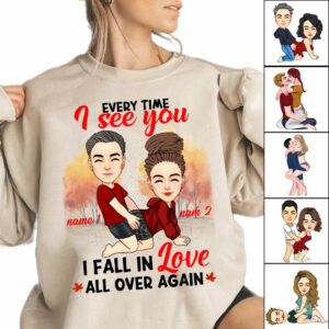 Everytime I See You I Fall In Love All Over Again - Personalized Shirt For Couple
