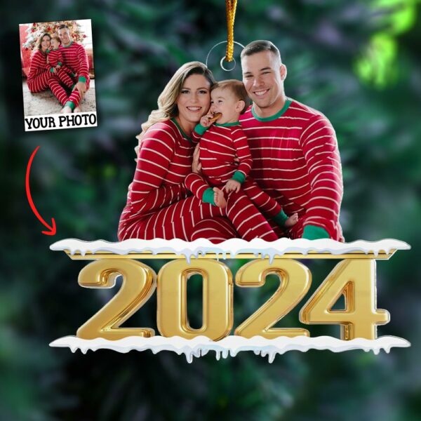 Family 2024 - Personalized Custom Photo Mica Ornament - Christmas Gift For Family, NO Gift Box - Image 3