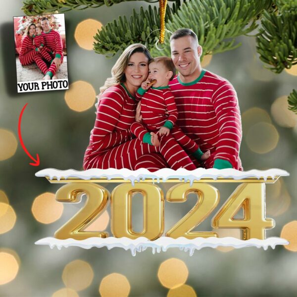 Family 2024 - Personalized Custom Photo Mica Ornament - Christmas Gift For Family, NO Gift Box - Image 2