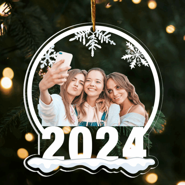 Family 2024 Christmas Personalized Snow Globe Shaped Acrylic Ornament - Image 4