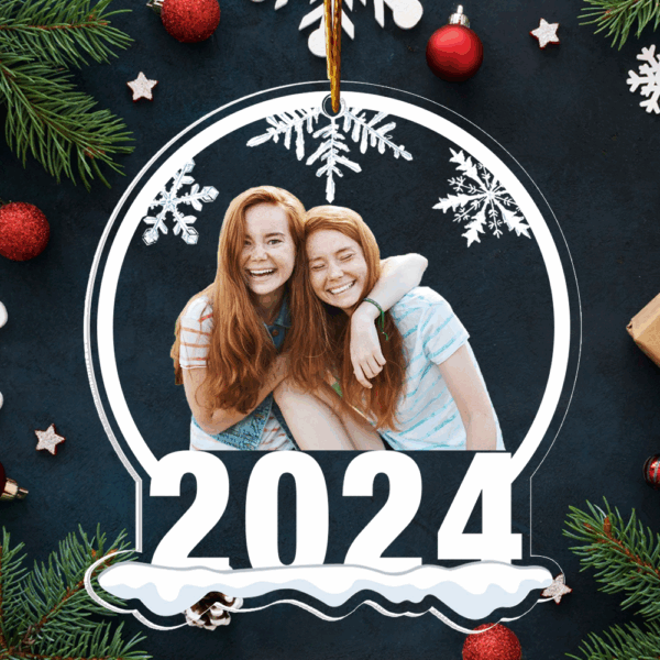 Family 2024 Christmas Personalized Snow Globe Shaped Acrylic Ornament - Image 6