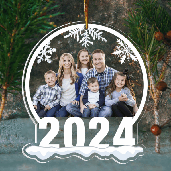 Family 2024 Christmas Personalized Snow Globe Shaped Acrylic Ornament - Image 2
