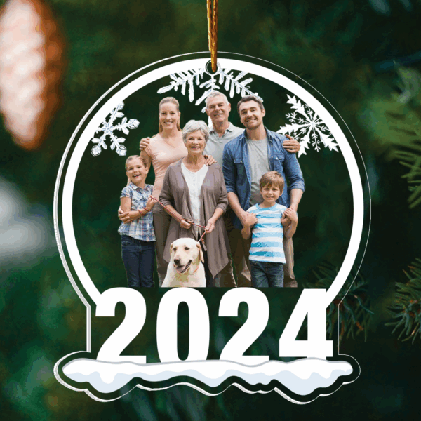 Family 2024 Christmas Personalized Snow Globe Shaped Acrylic Ornament - Image 3