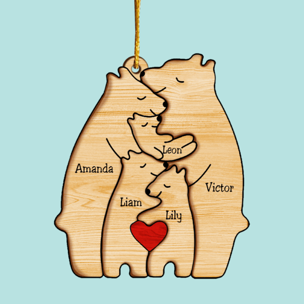 Family Bears Personalized Wooden Ornament - Image 5