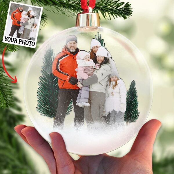 Family Christmas Custom Photo Ornament - Personalized Photo Christmas Ball Ornament - Image 3