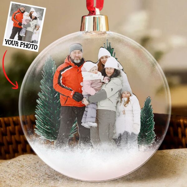 Family Christmas Custom Photo Ornament - Personalized Photo Christmas Ball Ornament - Image 4
