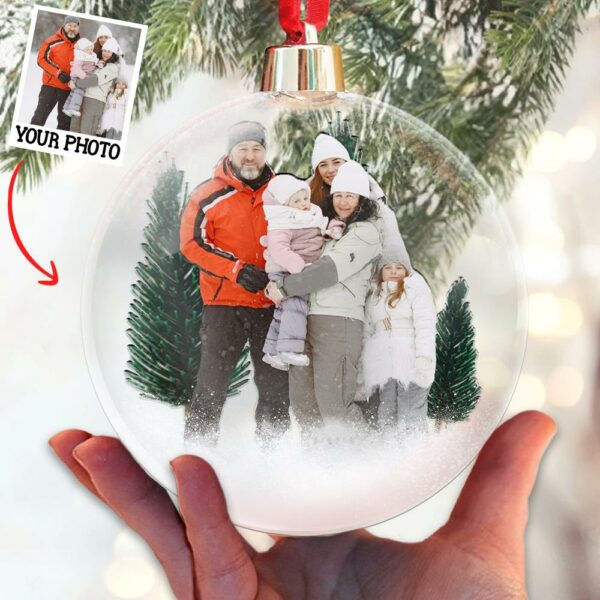 Family Christmas Custom Photo Ornament - Personalized Photo Christmas Ball Ornament - Image 2