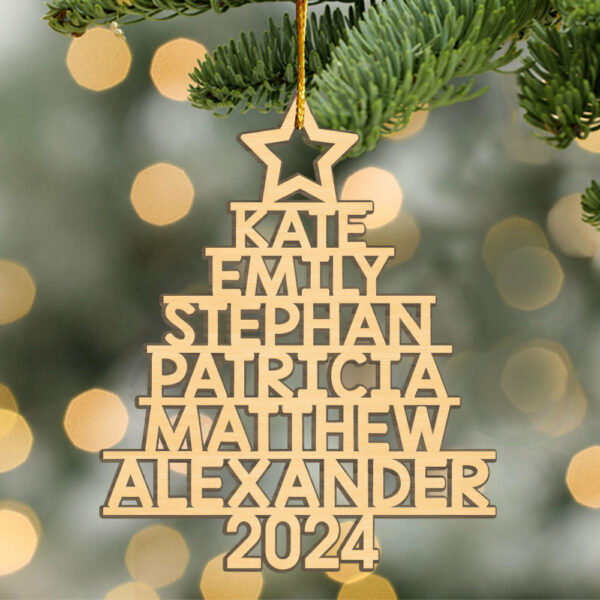 Family Christmas Tree - Family Personalized Custom Ornament - Wood Custom Shaped - Christmas Gift For Family Members - Image 3
