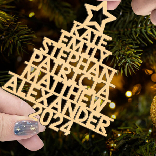 Family Christmas Tree - Family Personalized Custom Ornament - Wood Custom Shaped - Christmas Gift For Family Members - Image 7