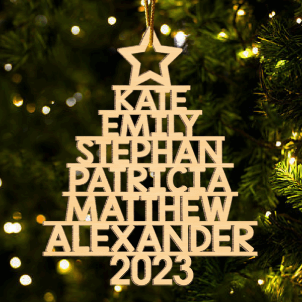 Family Christmas Tree - Family Personalized Custom Ornament - Wood Custom Shaped - Christmas Gift For Family Members New - Image 2