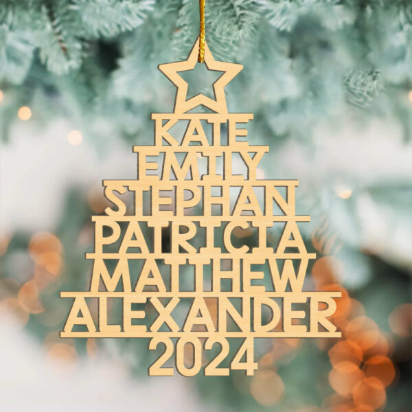 Family Christmas Tree - Family Personalized Custom Ornament - Wood Custom Shaped - Christmas Gift For Family Members - Image 2