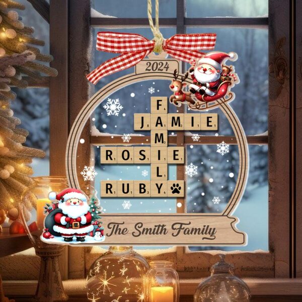 Family Crossword Christmas Ornament, Scrabble Personalized Christmas Ornaments - Image 3