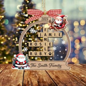 Family Crossword Christmas Ornament, Scrabble Personalized Christmas Ornaments
