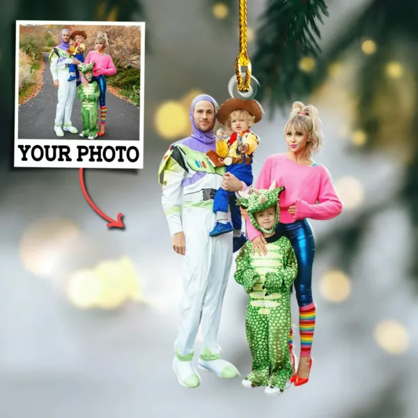 Family Custom Upload Photo Ornament Gift For Family - Personalized Photo First Christmas Family Ornament - Image 3