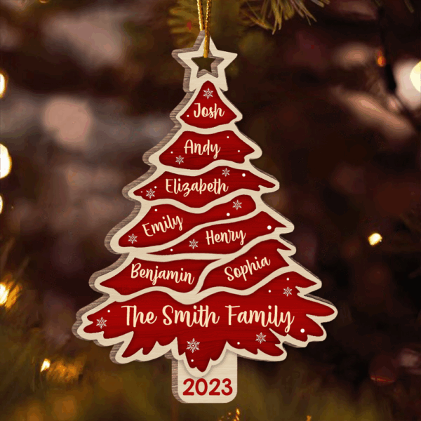 Family Is The Best Part Of Christmas - Family Personalized Custom Ornament - Wood Christmas Tree Shaped - Christmas Gift For Family Members - Image 3
