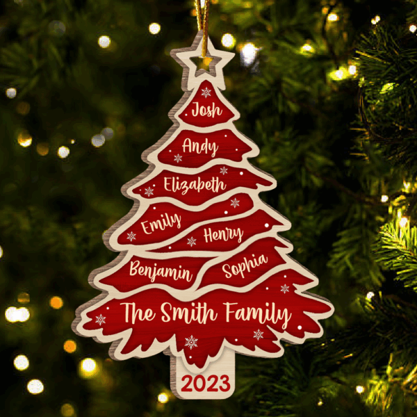 Family Is The Best Part Of Christmas - Family Personalized Custom Ornament - Wood Christmas Tree Shaped - Christmas Gift For Family Members - Image 2