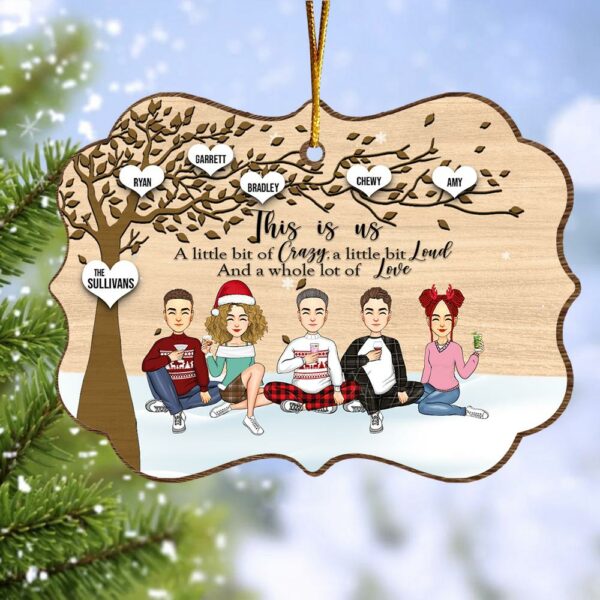 Family Where Life Begins and Never Ends Medallion Wooden Christmas Ornament - Image 2