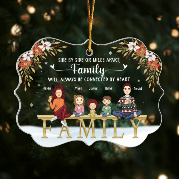 Family Will Always Be Connected By Heart Personalized Acrylic Ornament - Image 2
