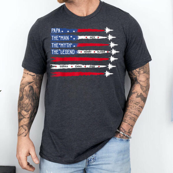 Father's Day - Custom Legend Husband Dad Papa 4th Of July Shirt - Image 2