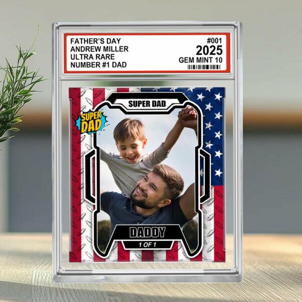 Fatherâ€™s Day Ultra Rare No1 Dad Trading Card Style Personalized Acrylic Block Plaque  â€“ Custom Photo Gift for Dad Do98 - Image 2