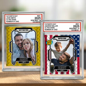 Fatherâ€™s Day Ultra Rare No1 Dad Trading Card Style Personalized Acrylic Block Plaque  â€“ Custom Photo Gift for Dad Do98