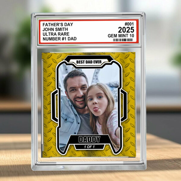 Fatherâ€™s Day Ultra Rare No1 Dad Trading Card Style Personalized Acrylic Block Plaque  â€“ Custom Photo Gift for Dad Do98 - Image 3