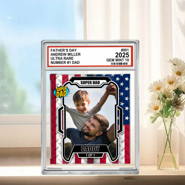 Fatherâ€™s Day Ultra Rare No1 Dad Trading Card Style Personalized Acrylic Block Plaque  â€“ Custom Photo Gift for Dad Do98 - Image 4