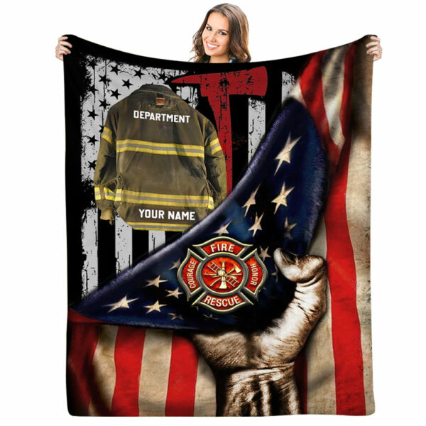 Firefighter Armor Proud Firefighter Custom Blanket Gift For Firefighter Fireman - Image 3