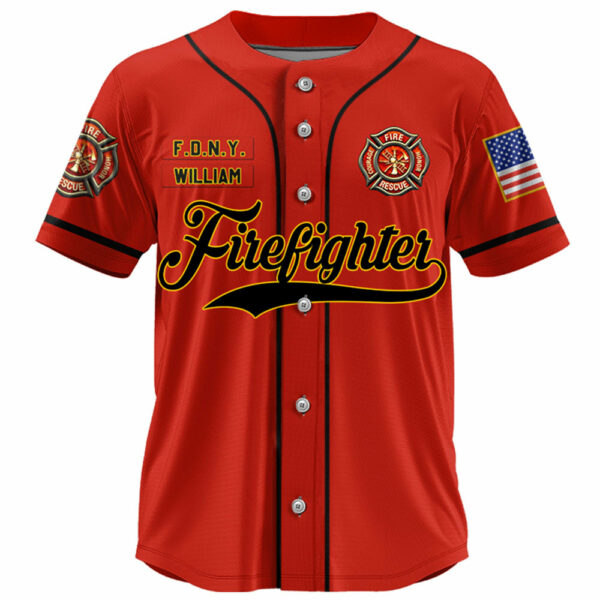 Firefighter Baseball Jersey Custom Dept Name Number Perosnalized Gift K1702 - Image 4