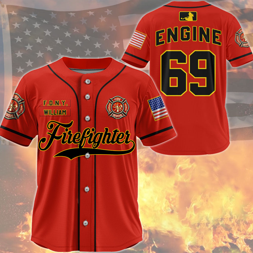 Firefighter Baseball Jersey Custom Dept Name Number Perosnalized Gift K1702