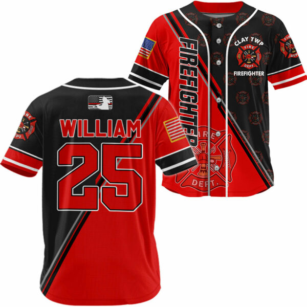 Firefighter Baseball Jersey Fireman Custom Fire Dept Gift For Firefighters K1702 - Image 2