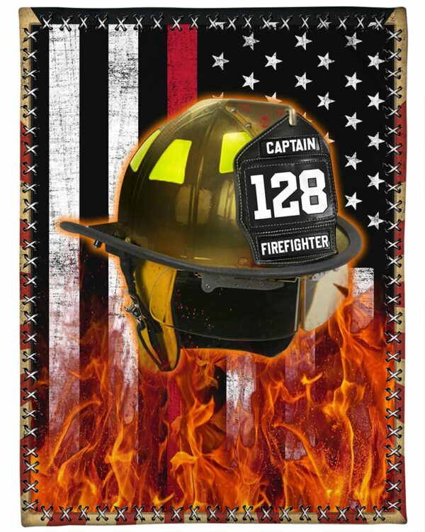 Firefighter Helmet Name And Number Custom Blanket Gift For Firefighter - Personalized Gifts For Fireman - Image 2