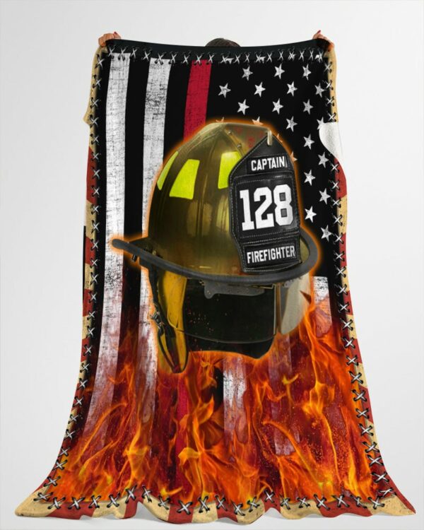 Firefighter Helmet Name And Number Custom Blanket Gift For Firefighter - Personalized Gifts For Fireman - Image 3