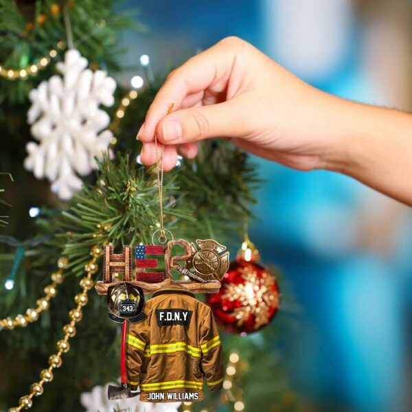 Firefighter Hero Personalized Christmas Acrylic Ornament H2511 - Image 4